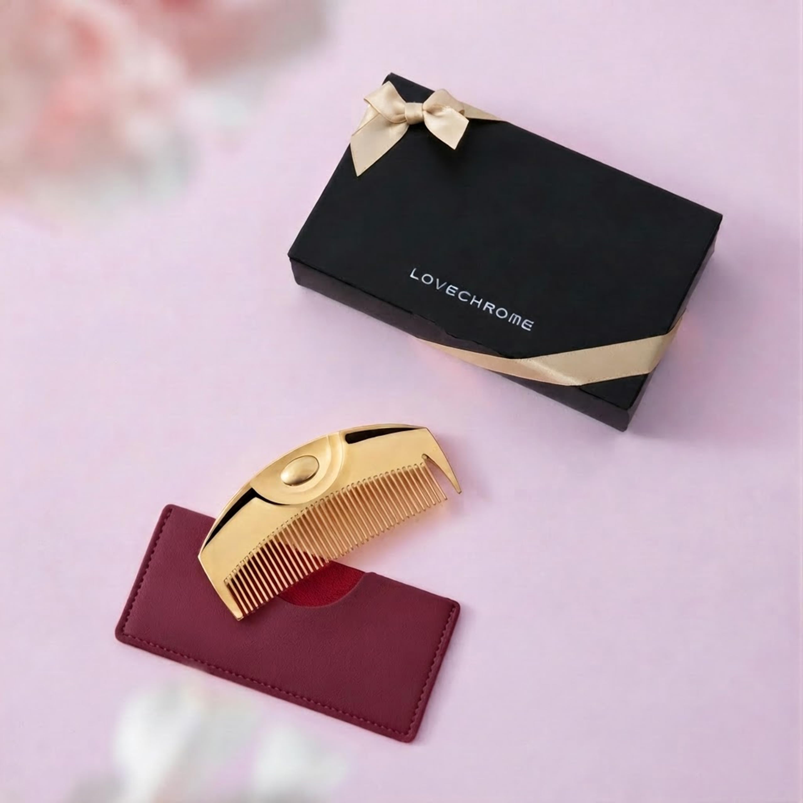 Amazon | LOVECHROME (R)K24GPツキ ゴールド コームケース(ボルドー